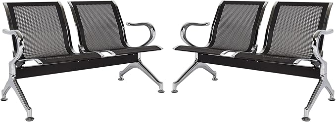 Kinfant Waiting Room Chairs - Reception Guest Bench for Airport Hospital Bank Salon Barber (Black)