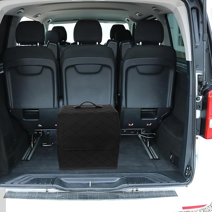 Foldable Car Trunk Storage Organizer Compact Dark Multi-Use Cargo Organizer Box for SUV and Van Grocery Storage