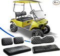 NOKINS 4PCS Golf Cart Seat Covers Kit, Front and Rear Seat Covers Fits Club Car DS Pre-2000 Standard Seat Cushion, Club Car DS Vinyl Seat Covers Accessories(Black&Black Stitching)