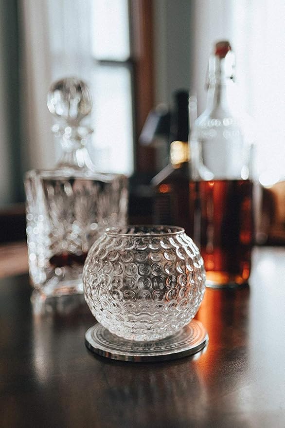 Golf Whiskey Glasses - Set of 2 - Unique, Handmade, Durable, and Fun Golf Drinking Accessories 10 Ounces Each and Handmade with Robust Packaging (2 Glasses, Not Personalized)