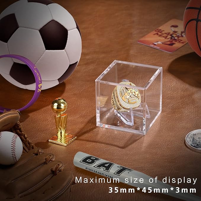 Championship Ring Display Case, Acrylic Display Box and Holder for Super Bowl, Championship, and Baseball Rings, for Collectors and Enthusiasts, 8pcs