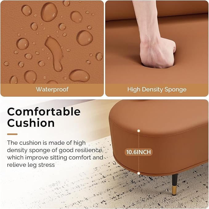 OmySalon Waiting Room Bench with Low Back, 53.5" Office Guest Chair, Faux Leather Upholstered Reception Seating, Lobby Bench for Beauty Salon Barbershop Airport Bank Hall Room Conference