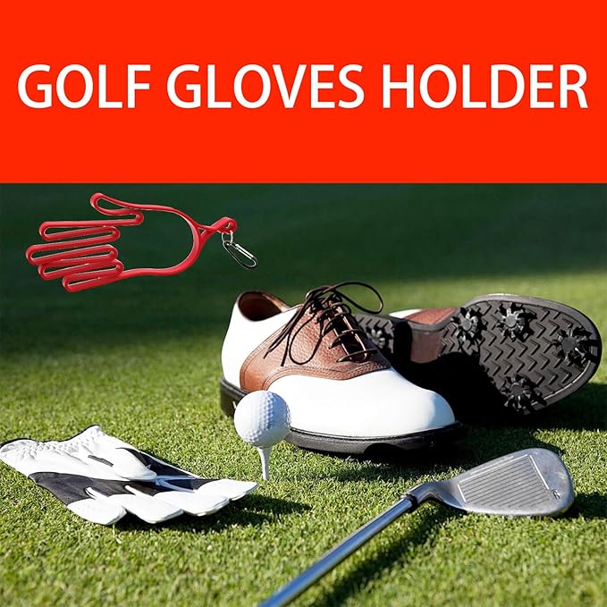 Heran 6 Pcs Golf Gloves Holder with 6 Metal Hanging Hooks, Golf Glove Hanger Keeper Drying Rack Support Tool for Men and Women, Multi-Sport, Ideal for Baseball, Cycling