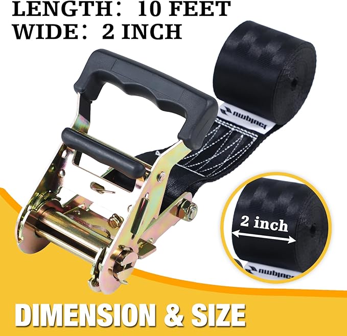 Endless Retractable Ratchet Straps 1650 lb Break Strength 2in x 10 Ft (No Hooks) Tie Down Kit Set Car Cargo Strap for Securing Stuff