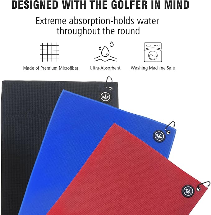Dragon tiger Magnetic Golf Towel – 23.6"x15.7" Microfiber Waffle Weave with Magnet & Carabiner, Ultra Absorbent for Clubs, Bags & Carts, (Blue)