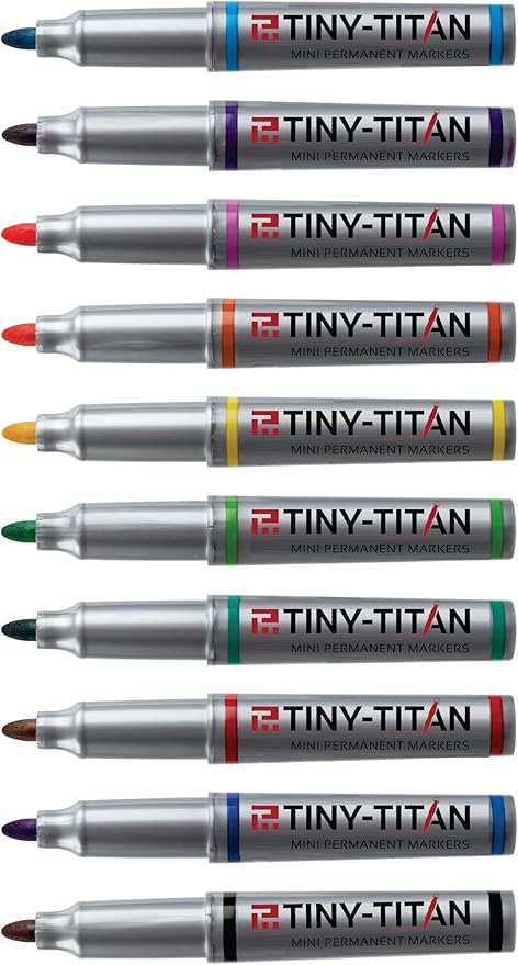 Tiny-Titan Mini Markers, Mini Markers, Keychain Clip, Golf Ball Marker, Clip On Nurse's Badge - Mini Markers - PINK Ink - Fine Point - 4 Pens Per Pack