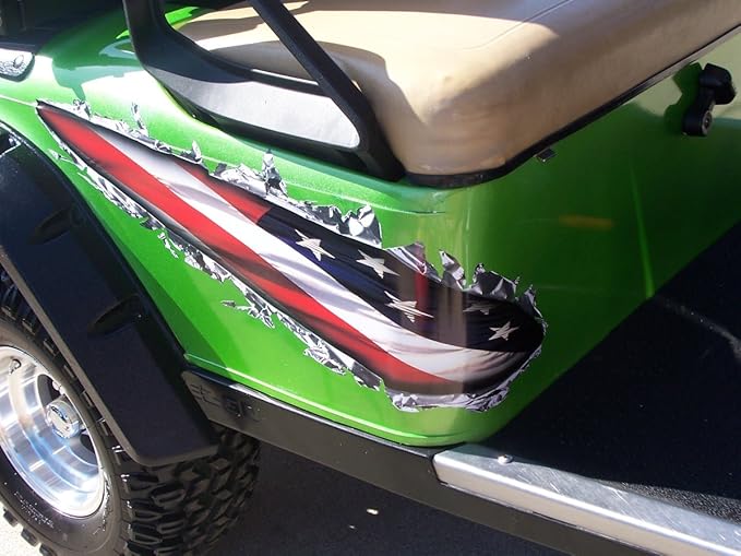 Ripped Metal Graphics Decal Set for Golf Carts, Fits EZGO, Club Car, Yamaha (American Flag)