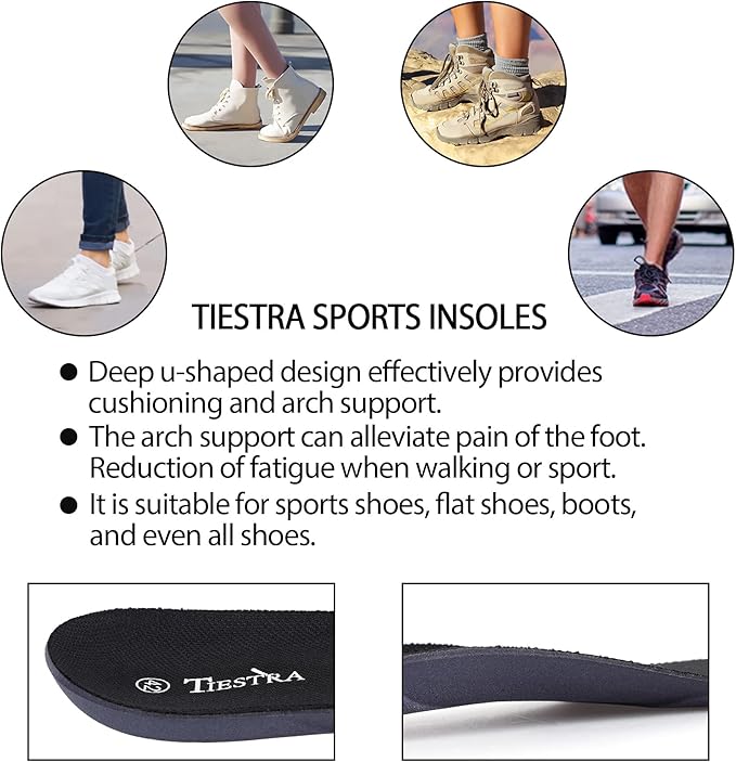 Insoles for Mens Replacement Insoles for Work Boot Running Shoes-Shock Absorption and Cushion for Feet Relief,Comfort Inner Soles for Everyday Use Black 46EU/US13