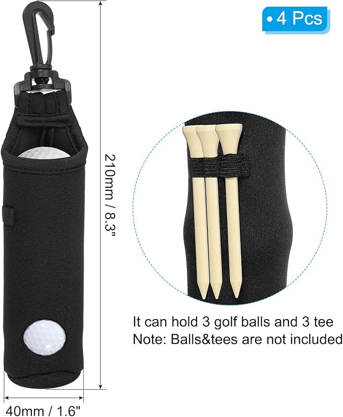 PATIKIL Golf Ball Carry Bag Golf Tee Holder Pouch Portable Neoprene Golf Ball Holder with Clip for Men and Women
