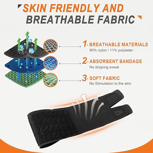 2PCS Finger Splints (No Metal Support) – Adjustable Compression Neoprene Finger Sleeves/Brace for Arthritis, Tendonitis & Pain Relief, Elastic Buddy Straps for Sports (Basketball, Tennis, Volleyball, Badminton) – Single Finger Design, M