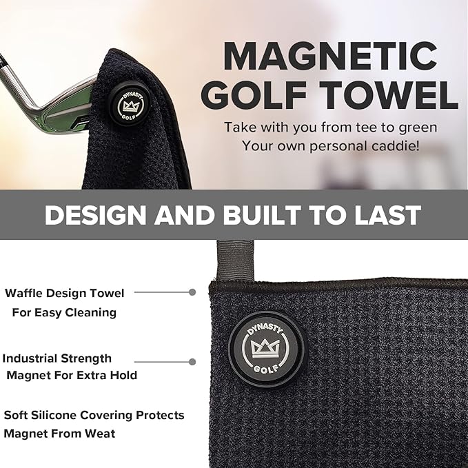 Small Magnetic Golf Ball Towel - Greens Towel & Pocket Golf Towel with Magnet - Golf Ball Cleaner for Around The Green