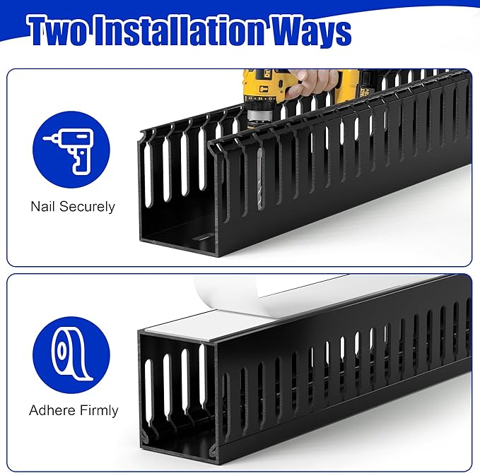 99in (6x L16.5in) Professional Server Rack Cable Management Raceway, H2.4in x W2in Large Capacity Cable Raceway Kit, Electrically Safe PVC, Open Slot Wire Raceway for Under Desk/Computer/Network Cords
