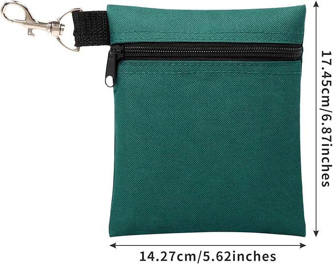 BuyAgain Golf Tee Pouch, 5.62 X 6.87 Inch Professional Zipper Golf Tee/Ball Pouch Bag with Metal Lobster Claw Clip