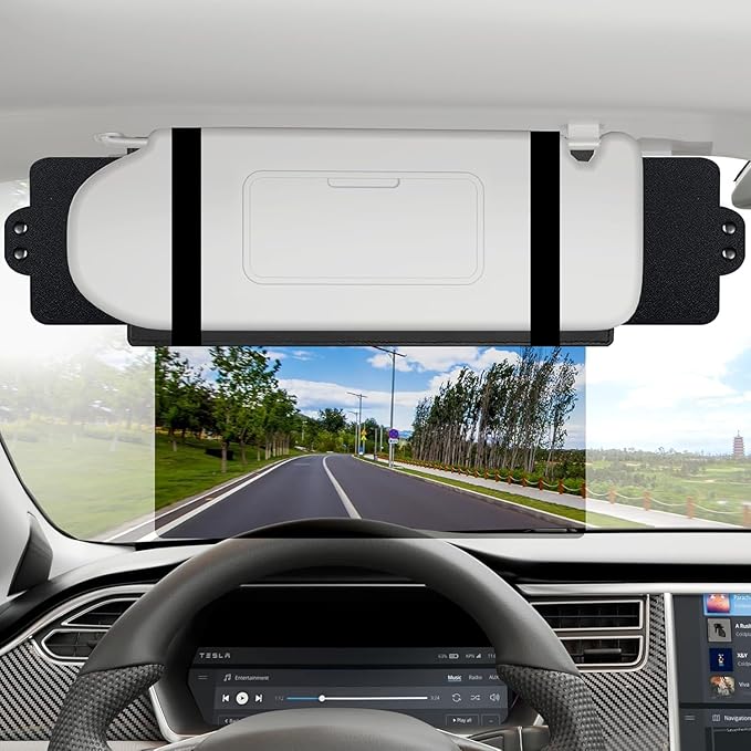 Veharvim Sun Visor Extender for Car with 2 Side Sunshade, Polarized UV400 Visor Extender Attachment for Car Visor with PC Lens,Anti-Glare for Safe Driving