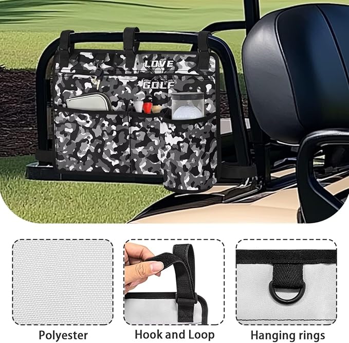 Fashion Golf Cart Rear Seat Organizer Lightweight Storage Bag Accessories for Club Car, Wheelchair and Walker
