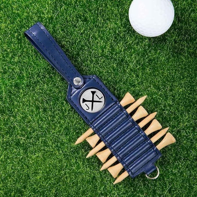 Personalized Golf Bag Tag Tee Holder Custom Golf Club Monogram Leather Golf Tee Holder with Name 7 Pcs Golf Tees Sports Accessories Birthday for Golf Players Men Dad Father Grandpa