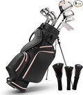 BODIOO Golf Clubs Set for Women 8 pcs, Ladies Complete Golf Club Set with Steel Shafts, Driver Fairway Wood Hybrid Irons Putter, Lightweight Deluxe Stand Bag & 3 Bonus Headcovers, Pink