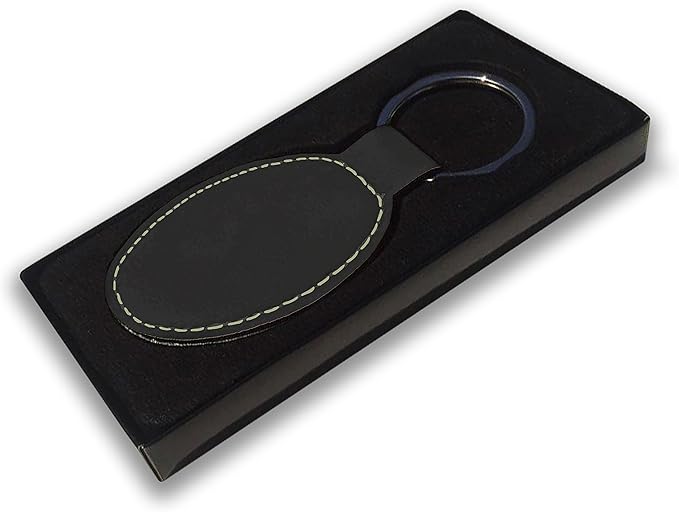 LaserGram Oval Keychain, Off Road Racer, Personalized Engraving Included (Black with Gold)