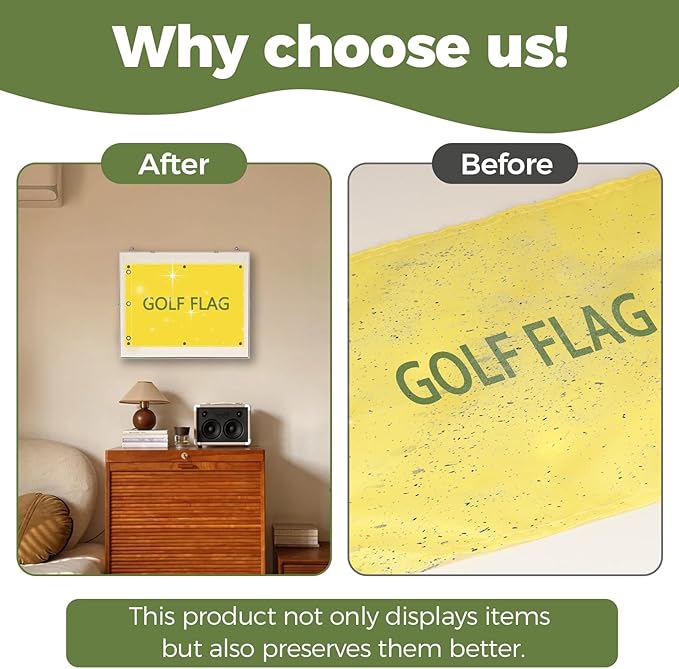 Acrylic Golf Flag Frames for 13'' x 17'' Golf Flag, Clear Boat Golf Garden Flags with Magnetic Mount, Banner Frame Shadow Boxes with Canvas Mat