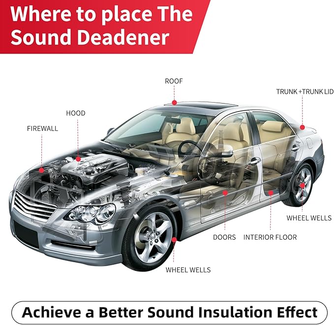 Car Sound Deadening Mat 314mil 18sqft - Automotive Hood Insulation Pad - Self-Adhesive Auto Audio Heat Shield Sound Dampening Foam Board Aluminum for Door Floor