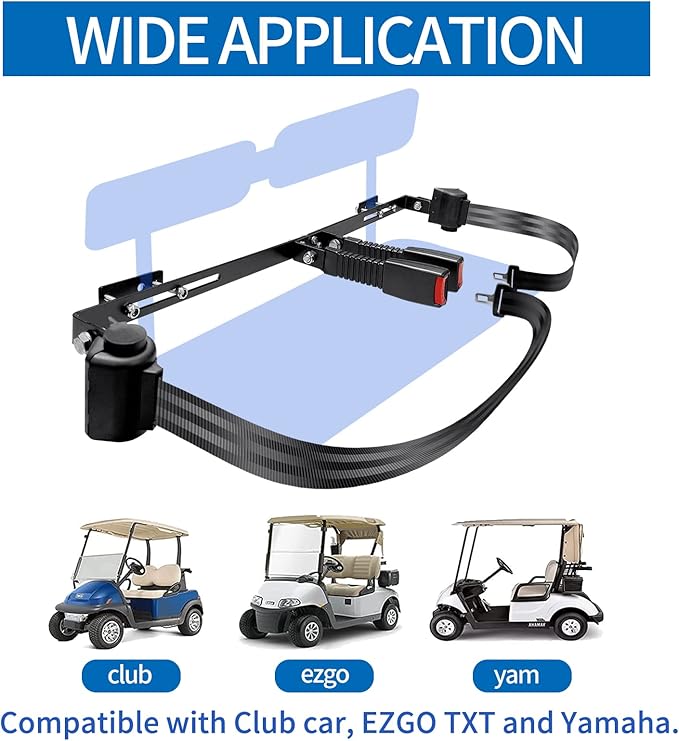 Retractable Golf Cart Seat Belt Bracket Kit for EZGO, Club Car, Yamaha