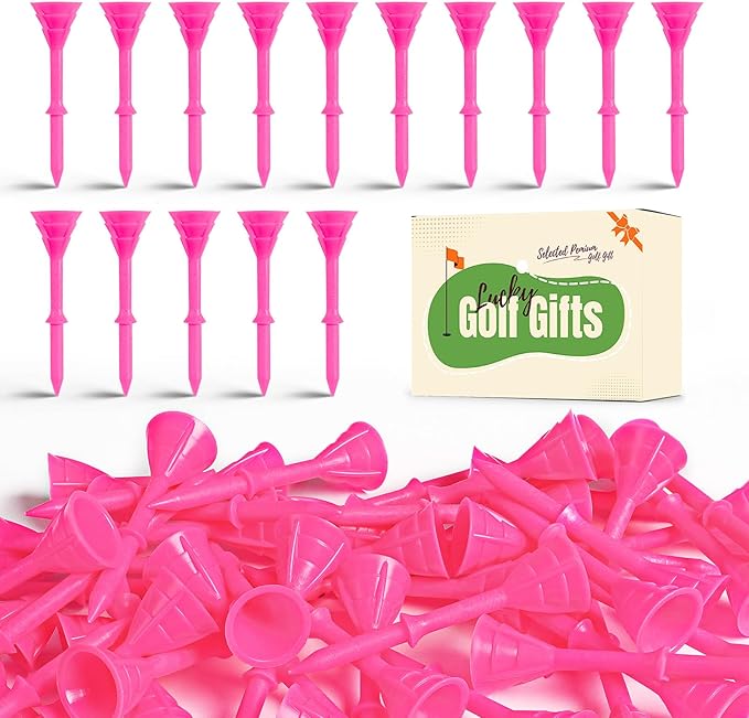 FINGER TEN Unbreakable Golf Tees Plastic 3 1/4 inch Value 50/100 Pack, Low Friction & Low Ball Spin Long Tees to Improve Distance & Accuracy, Durable Tees with Assorted Colors to Practice