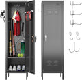 Aobabo 54" H Lockable Metal Storage Lockers with, Steel Locker Cabinet with Metal Hooks and 1 Adjustable Shelf for Home, School,Office, Assembly Required, Black