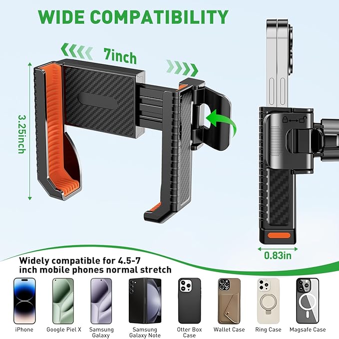 2-in-1 Golf Cart Phone Holder Mount[Magnetic Base&Vise Clamp] Compatible with All 4.5-7" Smartphones (iPhone/Galaxy/Google).Universal Fit for Golf Accessories,EZGO/Club Cars/Yamaha/Golf Cart