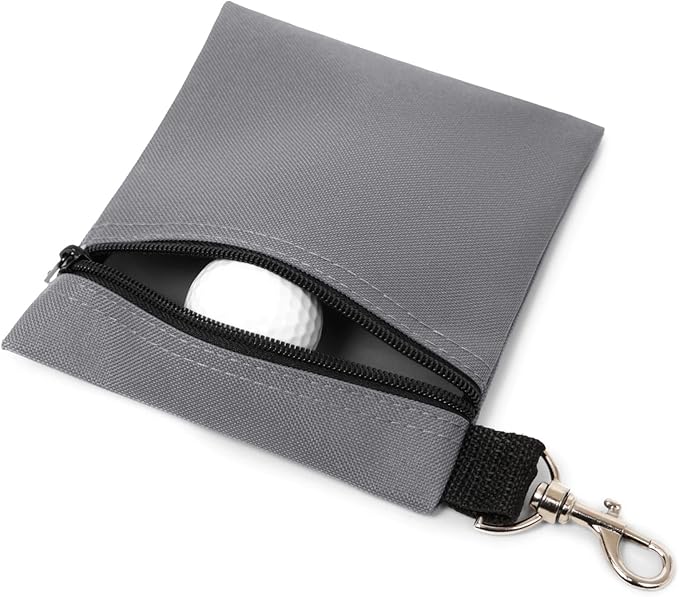 BuyAgain Golf Tee Pouch, 5.62 X 6.87 Inch Professional Zipper Golf Tee/Ball Pouch Bag with Metal Lobster Claw Clip