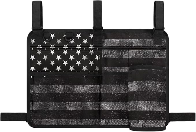 American Flag Golf Cart Bag, Golf Cart Rear Seat Organizer with Open Pockets for Golf Balls & Bottles