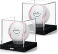JupDec Baseball Display Case, Clear Acrylic Cube Baseball Holder with Durable Base, UV Protected Autograph Stand Box for Single Ball, Ideal Gift for Collector & Sports Enthusiast, Silvery, 2 Pack