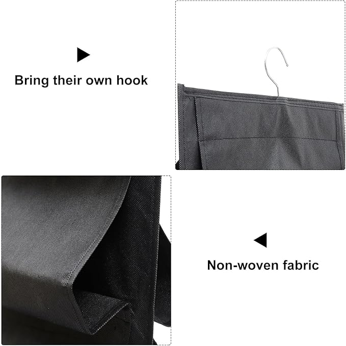 Hanging Shoe Organizer Bag Large Capacity Foldable Shoe Storage Pouch Black Multi-Grid Hanging Organizer for Dormitory Closet Travel