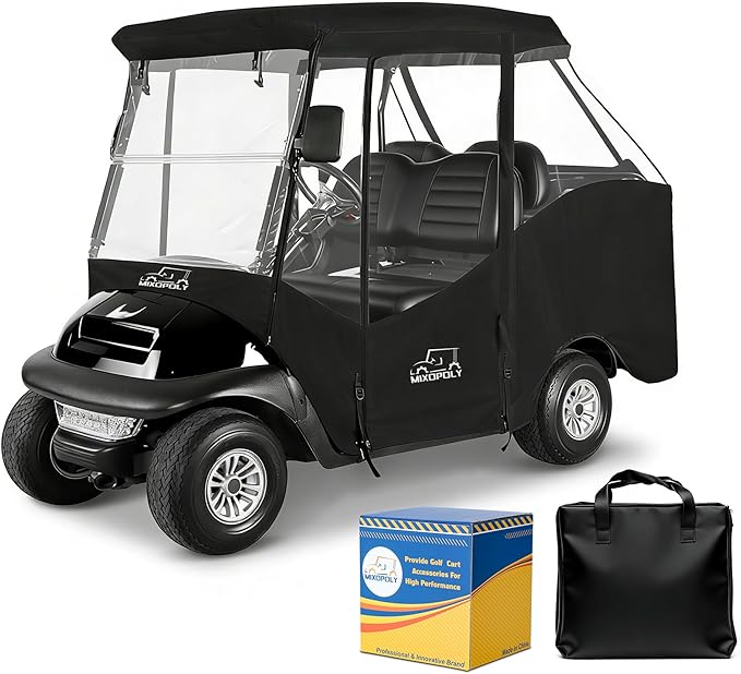 Golf Cart Enclosure Rain Cover 2&4Passenger, EZGO TXT RXV/Club Car Ds&Precedent and Yamaha, 600D Rain Cover Waterproof Windproof Snowproof and All-Weather Protection