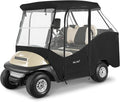 4 Passenger Golf Cart Enclosure for Club Car Precedent Tempo Short Roof 2+2 57.5" Waterproof Windproof Driving Rain Cover 4-Seater with 4-Sided Clear Windows Roll-up Zipper Door Black