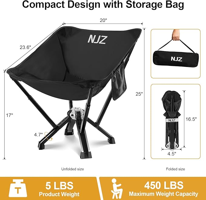 Folding Camping Chair — Compact & Easy to Use, Portable Chair for Outdoor Activities, Beach, Camping & Casual Relaxation