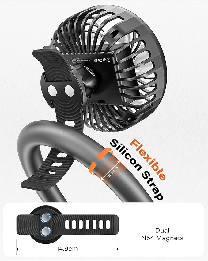 2 Pack Rechargeable Fan for Peloton & Exercise Bike - 4000mAh Portable Fan with Adjustable Strap, 3 Speed Settings, 360° Rotation - Fits 0.5-1.5" Handlebars for Treadmill, Stroller, Golf Cart, Gym