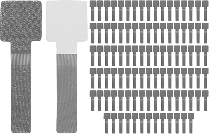 100-Pack Hook and Loop Cable Ties, 3.5 x 1.1 Inch Enhanced Self-Adhesive Cord Organizer for Desk/Home/Wall/Office Essentials, Cable Management Under Desk [Gray]