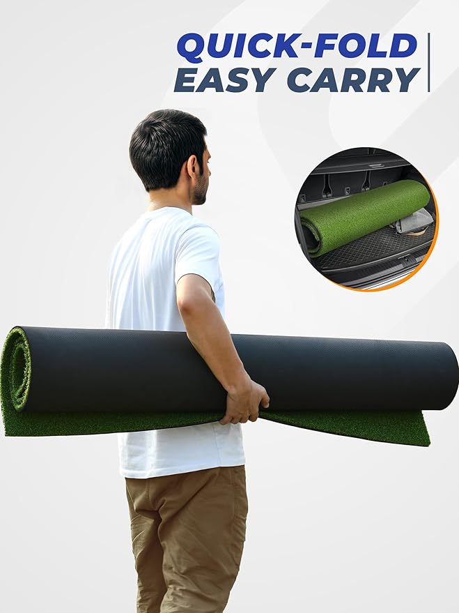 Golf Hitting Mat 5×4ft, Thickened 21/31mm Golf Practice Mat for Indoor Outdoor, Top-Notch Artificial Turf Driving Matt with 9 PU Balls+3 Rubber Tee+7 Tee