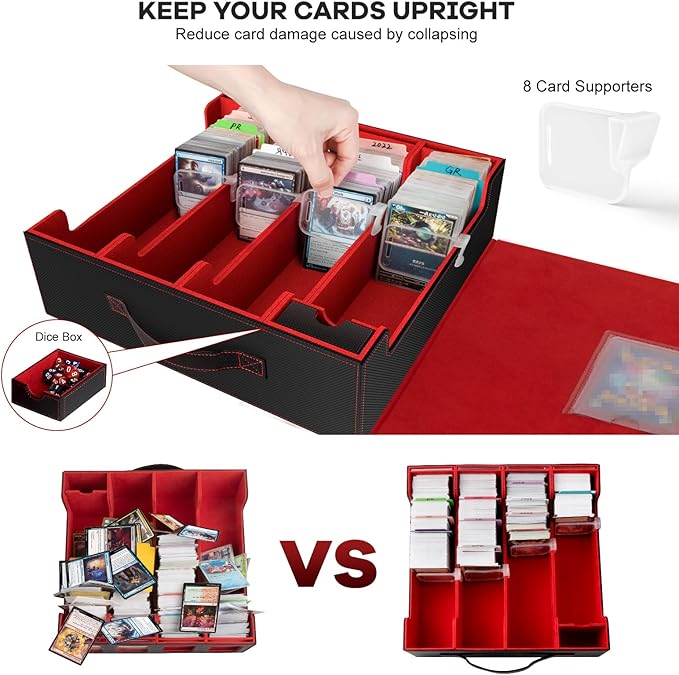 Card Storage Box 3200+ MTG Deck Box with 30 Colorful Divider, 4 Row Commander Trading Card Cases with Portable Handle & Display Windows, Fits for MTG/TCG/Magic Cards, Patented Design