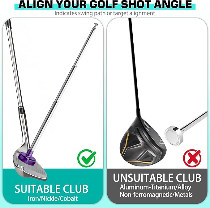Golf Alignment Rods, 7 Length Adjustments - Golf Alignment Stick Corrector Lie Angle Tool, Golf Swing Training Aids Aiming Stick - Golf Club Face Aim, Visualize and Align Your Golf Shot