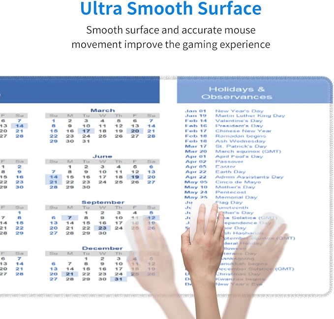 2026 Calendar Mouse Pad Large, Calendar with Holiday Large Big Gaming Mouse Pad Desk Pad, Mousepad with Non-Slip Rubber Base, Extended XXL Mouse Mat for Computer Laptop Office Accessories