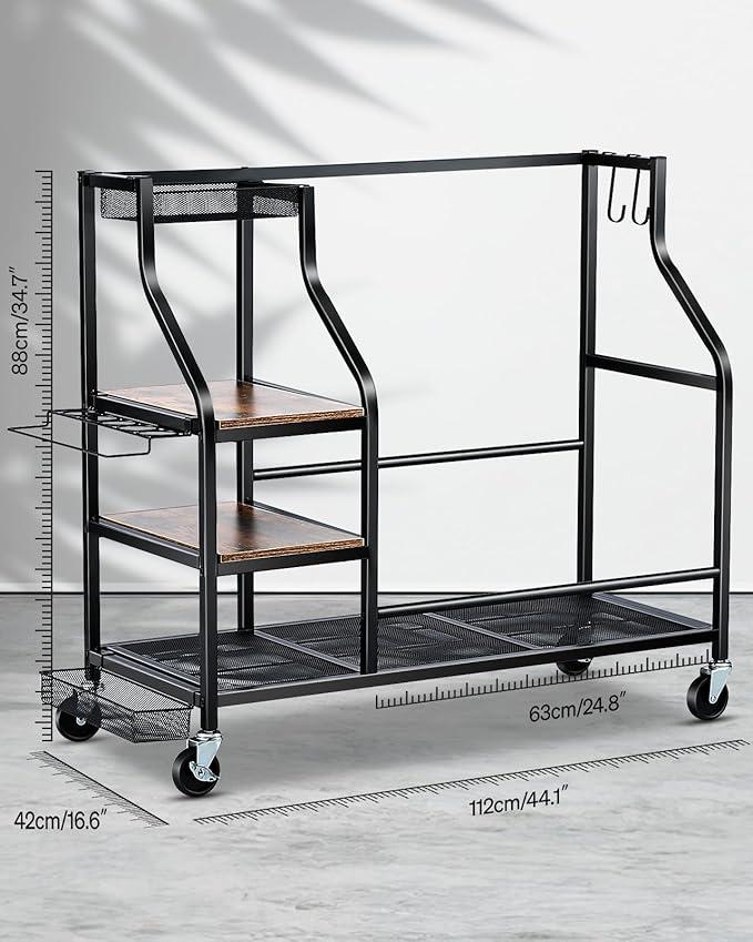 Golf Bags Storage Garage Organizer- Golf Bag Stand for Golf Bags, Clubs, Balls, Golf Equipment Accessories, Golf Bag Storage Rack with Wheels for Garage, Club, Basement