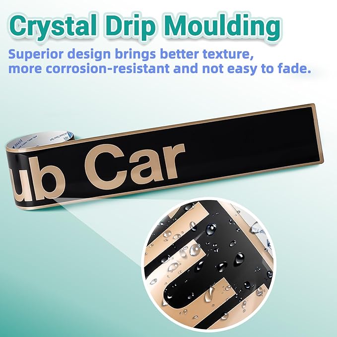 Drive-up Name Plate for Club Car Precedent, Black Gold Decal for Golf Cart 15.74"×2.24" Emblem