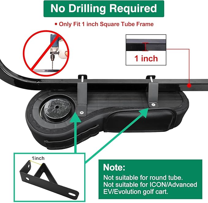 Golf Cart Diamond Armrest with Cup Holder for Rear Seat, Upgraded Stable Triangle Support Frame No Drilling for EZGO Club Car DS Precedent Yamaha Golf Carts Arm Rest with 1" Side Square Tube