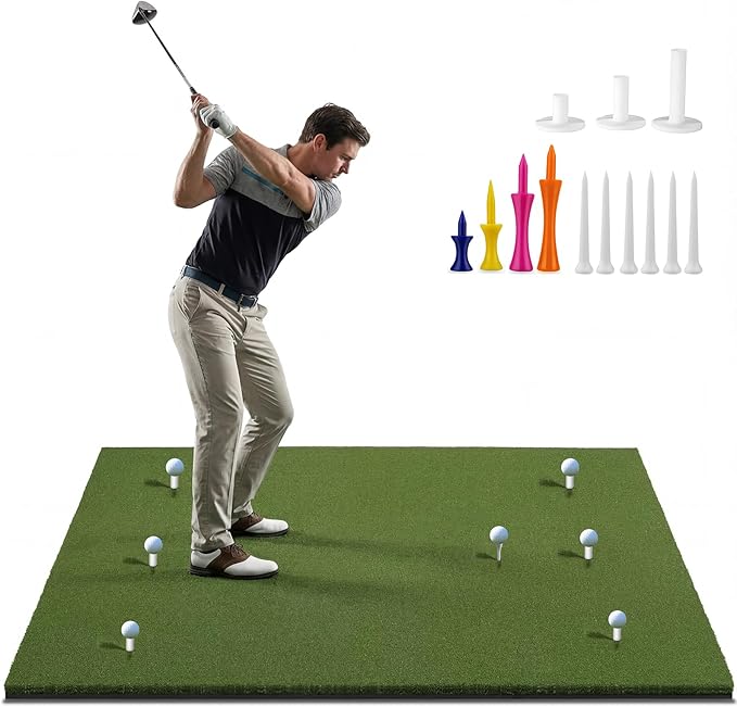 Pro Golf Hitting Mat 4'X5' | 2" thick Heavy Duty Nylon & Premium NBR Foam | Most Durable & Realistic | Superb Cushioning for Joint Protection | Accept Real Tee | No Residual | Indoor/Outdoor/Simulater