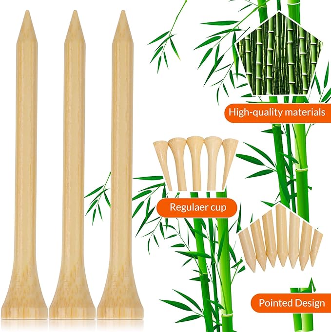 Mudder 2000 Pcs Bamboo Golf Tees Bulk Professional Golf Tees Reduce Friction Side Spin for Club Men Women Kids Accessories