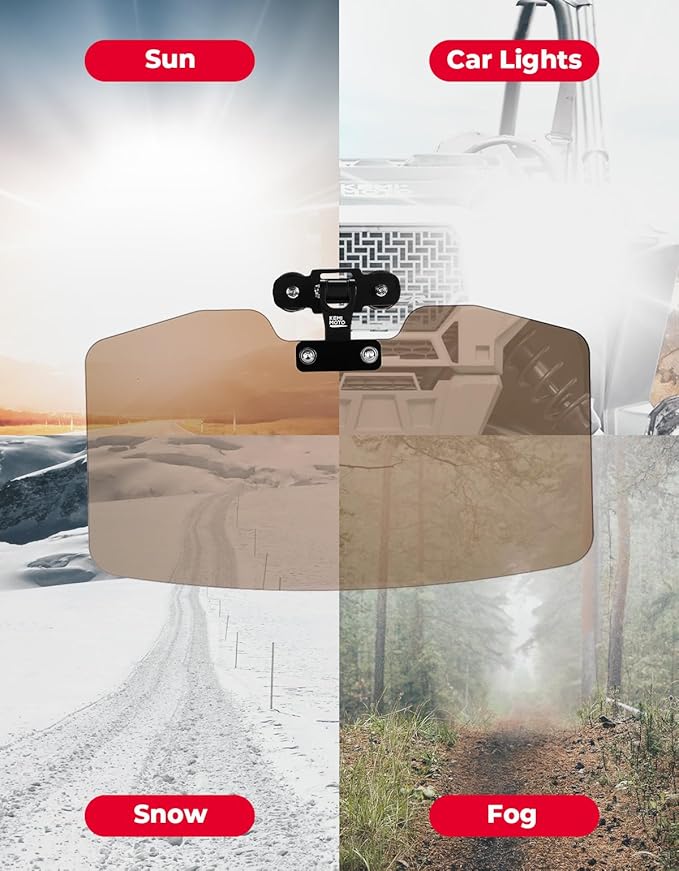 KEMIMOTO UTV Magnetic Sun Visor Compatible with Ranger Defender uforce 1000 ezgo Fit in Most Vehicles with pro-fit bar or Metal roof and crossbars