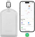 Luggage Tags Built-in Anti-Loss Tracker, Luxury Leather Luggage Tags for Suitcase, Travel Bags, Backpacks, Travel Organizer for Lost Baggage Prevention (Light Gray)