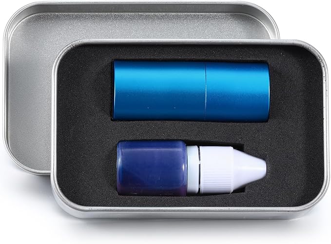 Golf Ball Stamp Personalized Marker - Premium Metal Custom Golf Ball Stamp - Quick-Dry Ink Monogram Identifier - Unique Golfing Accessories Gifts for Men Dad (Mental-Blue-2)