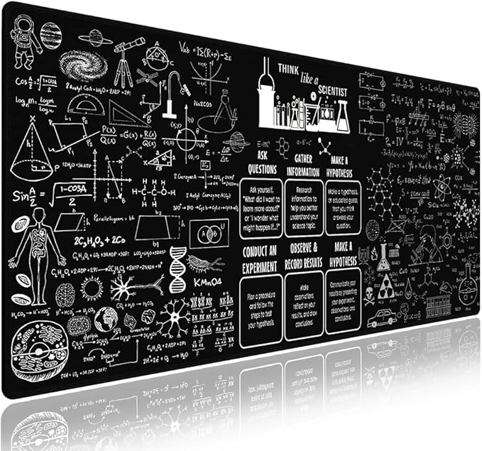 Wknoon. Extra Large Gaming & Office Mouse Pad (31.5" x 11.8") – Inspirational Quote About Science & Education Formulas Math Schematic Physics Equation, XXL Desk Mat with Durable Stitched Edges